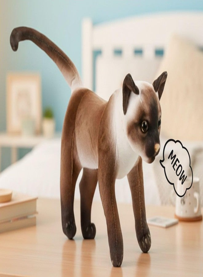 Tickles Musical Standing Cat with Meow Meow Sound Soft Stuffed Plush Animal Toy for Kids Boys & Girls Birthday Gift (Color: Brown, Size: 35 cm) - Image 1